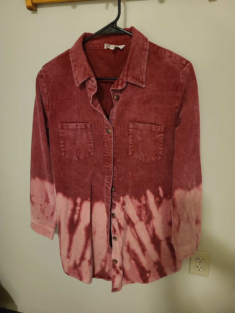 Peach Love California Corduroy Shirt in Deep Red